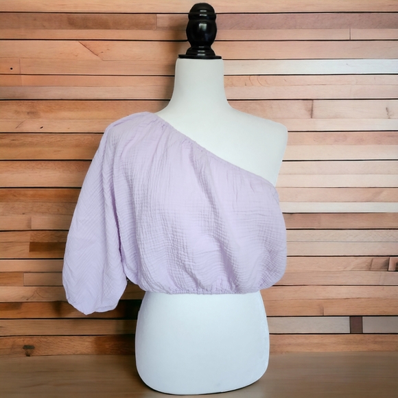 DKNY Jeans Lavender Purple One Shoulder Top - Picture 5 of 10